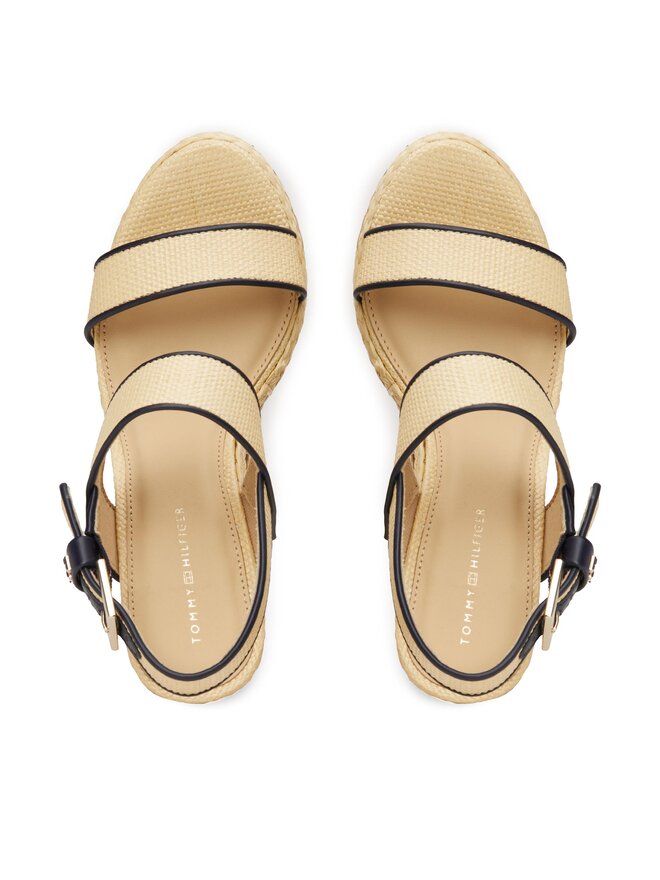 Tommy Hilfiger Sandalias Tommy Hilfiger Platform Th Mono Rafia Wedge FW0FW08052 Beis