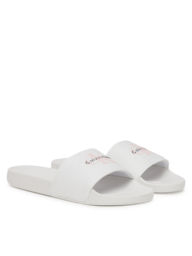 Calvin Klein Jeans Pantoletten Calvin Klein Jeans Slide Monogram Wn Logo Ck YW0YW01967 Weiß