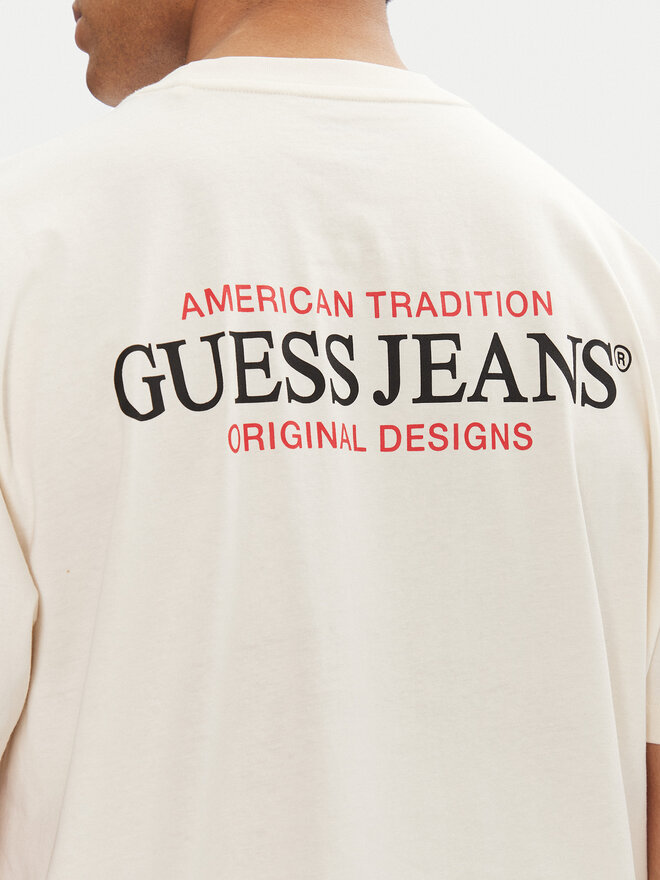 Guess Jeans Guess Jeans Camiseta M4BI75 K8FQ4 Écru Overshirt Fit