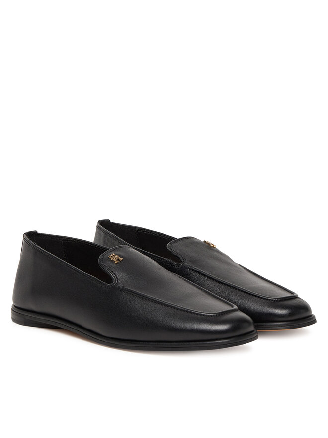 Tommy Hilfiger Slipper Tommy Hilfiger Th Leather Loafer FW0FW09319 Schwarz