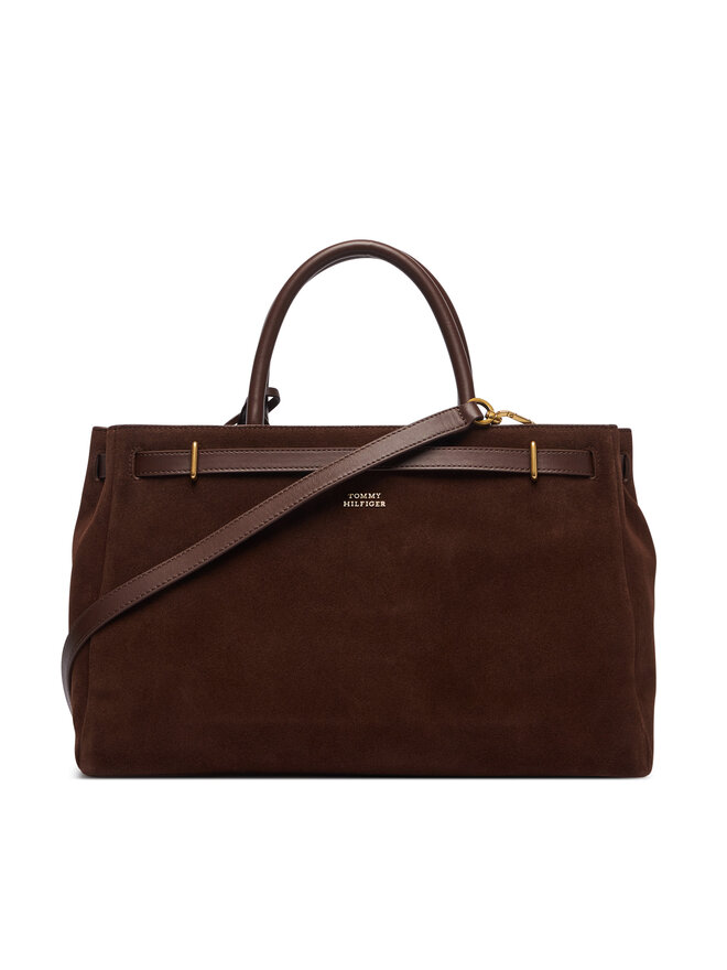 Tommy Hilfiger Handtasche Tommy Hilfiger American Icon Tote Suede AW0AW19216 Braun