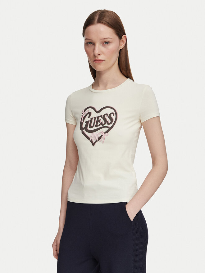 Guess Guess Футболка V6YI09 K4276 Світло-бежевий Slim Fit