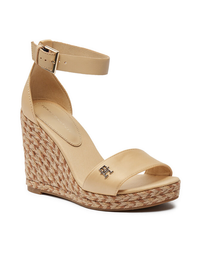 Espadrilles Tommy Hilfiger Colorful High Wedge Satin Sandal FW0FW07914 Beige eschuhe