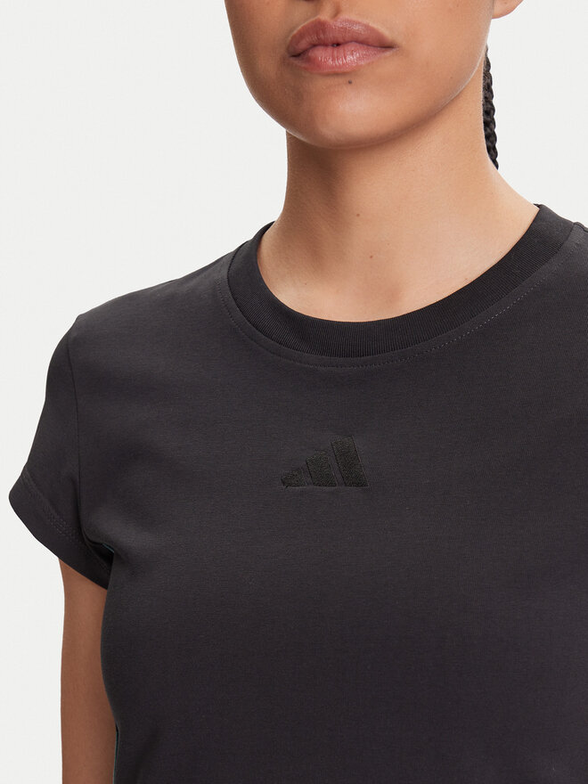 adidas adidas Marškinėliai Animal Print 3-Stripes JM1850 Juoda Slim Fit