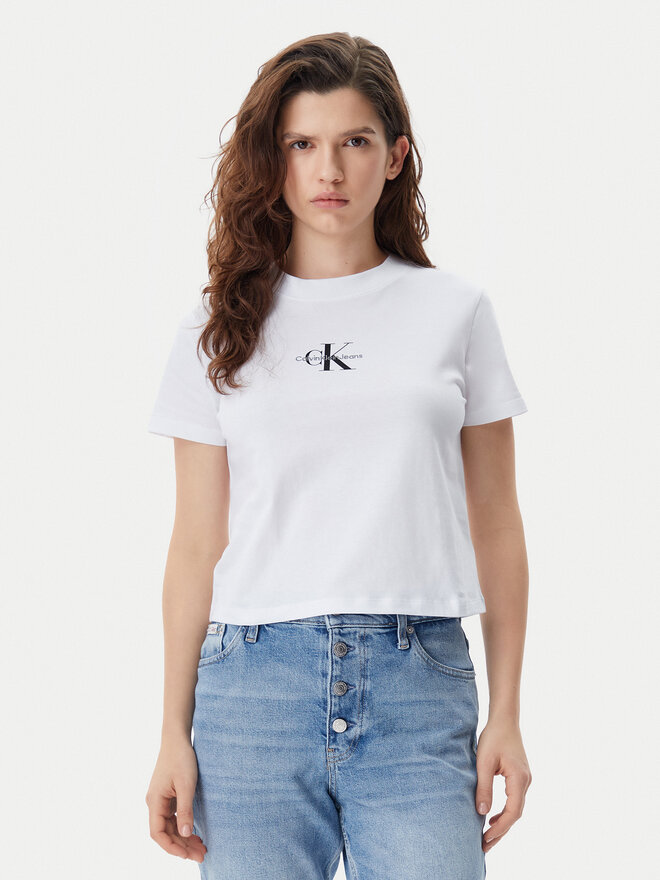 Calvin Klein Jeans Calvin Klein Jeans Marškinėliai Baby Tee J20J223113 Balta Slim Fit