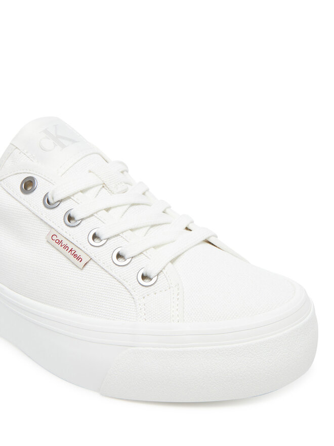 Calvin Klein Jeans Tenisice Calvin Klein Jeans Vulc Flatform Ctn Logo Tag YW0YW01838 Bijela