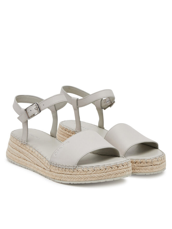 Calvin Klein Εσπαντρίγιες Calvin Klein Wedge Rope Sandal Lth HW0HW02546 Λευκό