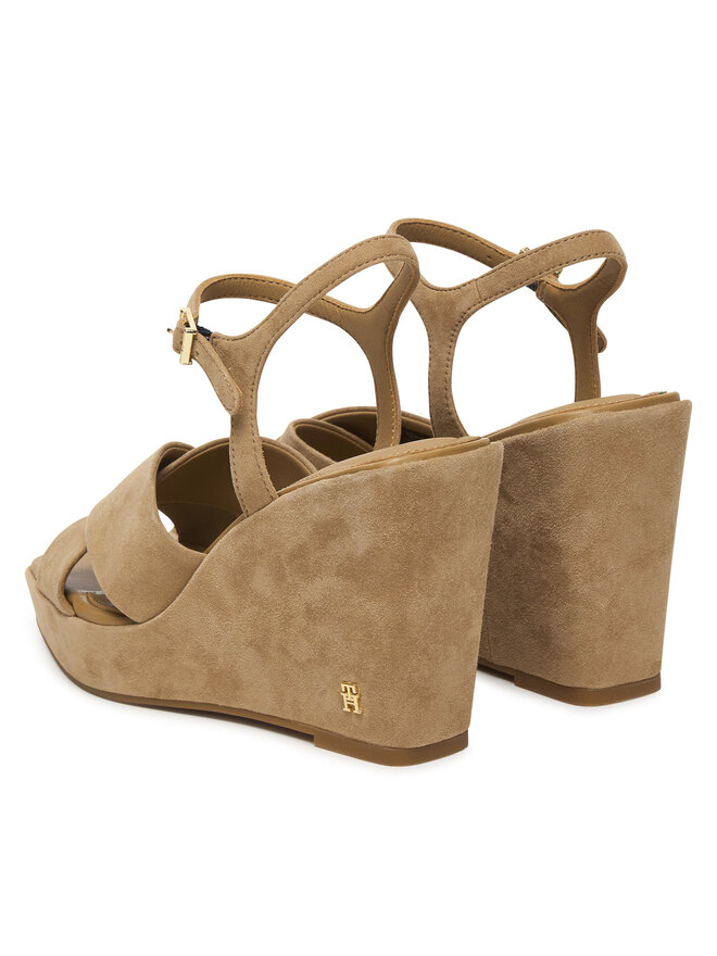 Tommy Hilfiger Sandalen Tommy Hilfiger Suede Wrapped High Wedge FW0FW09218 Braun