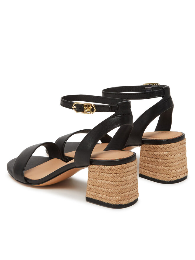 Tommy Hilfiger Espadrilky Tommy Hilfiger Leather Ankle Strap Espad Sandal FW0FW08533 Černá