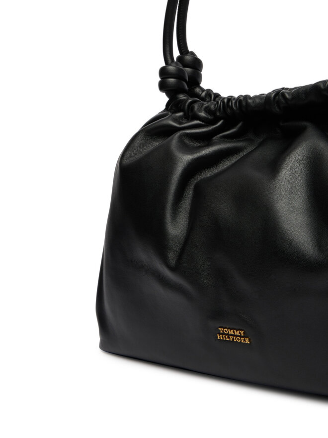 Tommy Hilfiger Handtasche Tommy Hilfiger Th Soft Leather Hobo AW0AW18376 Schwarz