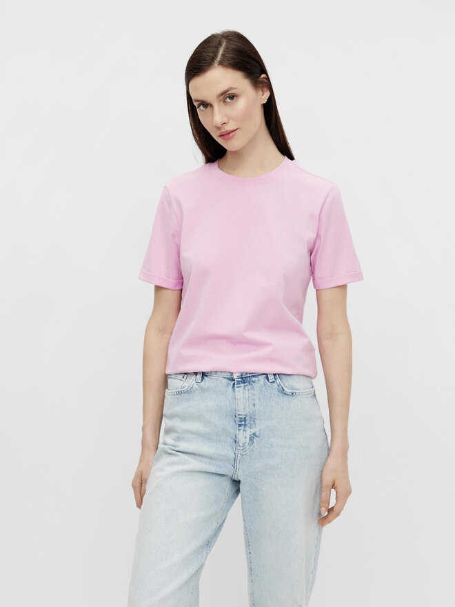 Pieces Pieces Marškinėliai Ria 17086970 Rožinė Regular Fit