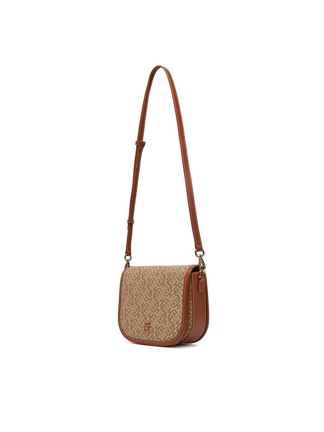 Tommy Hilfiger Torebka Tommy Hilfiger Th Monoplay Leather Saddle Bag AW0AW17414 Brązowy
