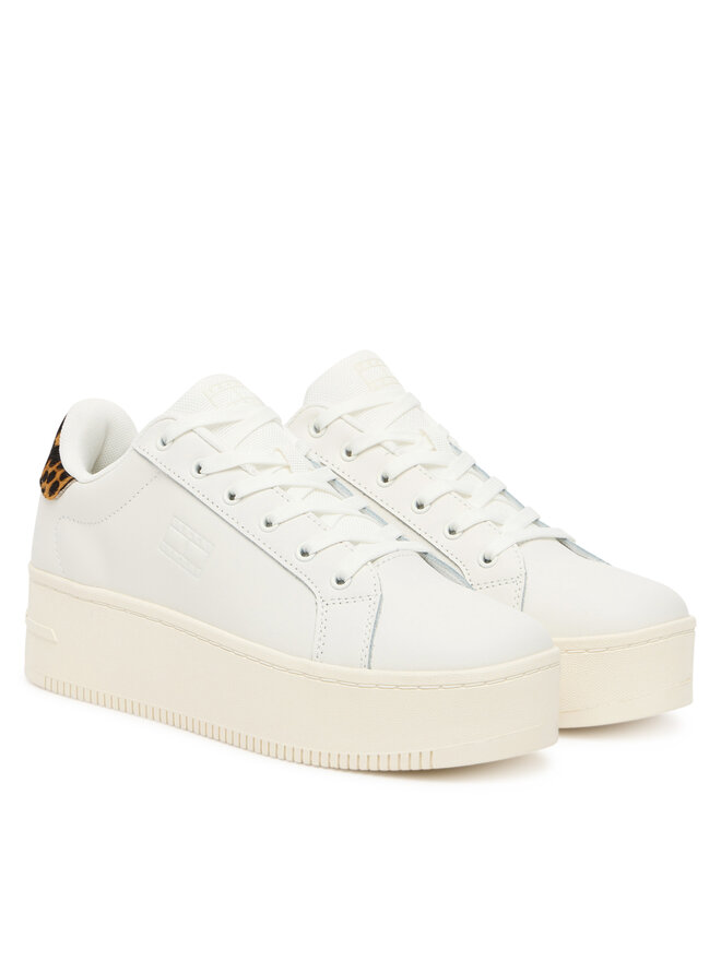 Tommy Jeans Сникърси Tommy Jeans Tjw Flatform Leopard Sneaker EN0EN02930 Бял