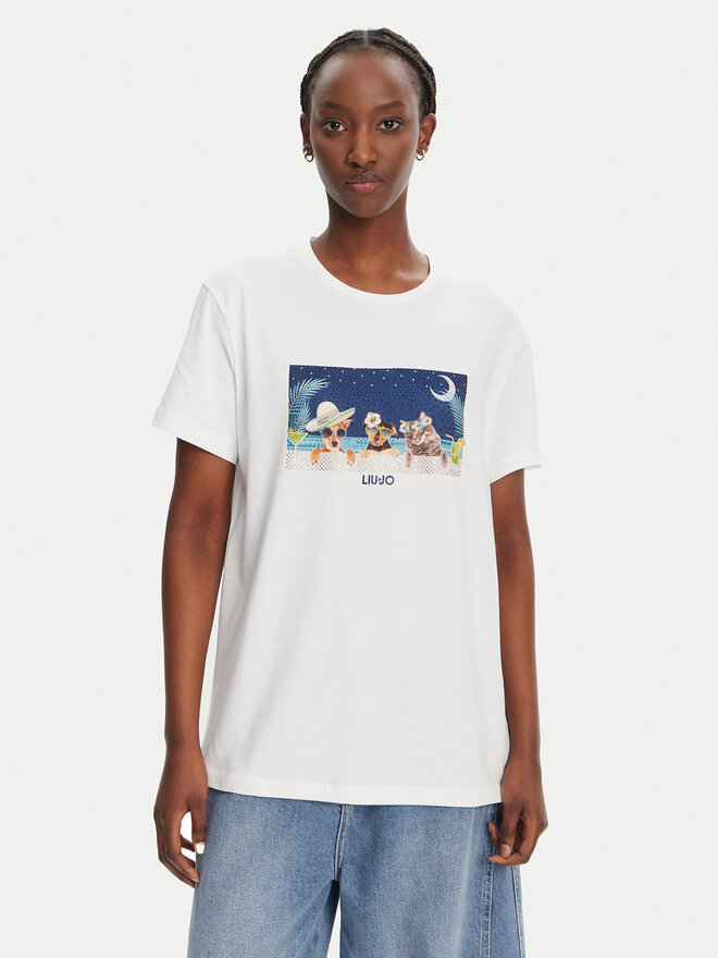 Liu Jo Liu Jo Camiseta WA5260 JS003 M9445 Blanco Regular Fit