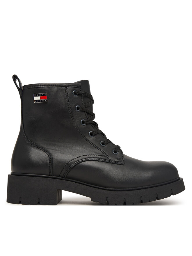 Tommy Jeans Schnürstiefeletten Tommy Jeans Tjw Cleated Lace Up Boots EN0EN03104 Schwarz
