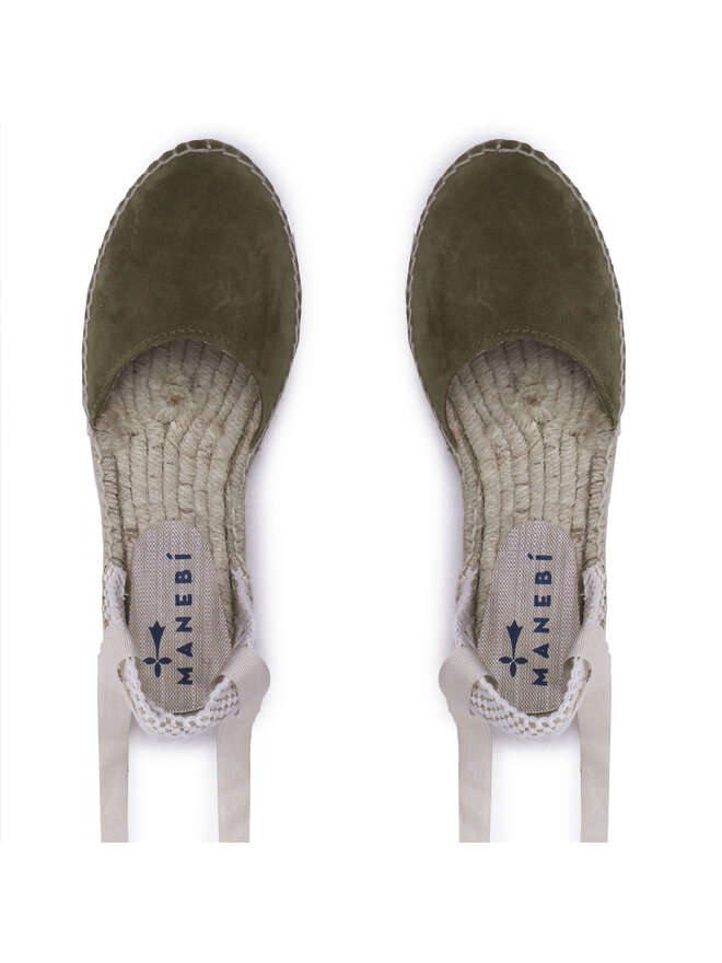 MANEBI - Suede Flat Valenciana Espadrilles Emerald Green