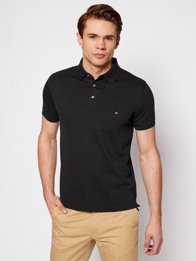 Tommy Hilfiger Tommy Hilfiger Pólóing 1985 MW0MW17771 Fekete Slim Fit