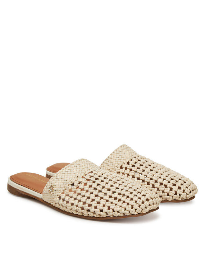 Tommy Hilfiger Pantoletten Tommy Hilfiger Crochet Mule FW0FW08413 Écru