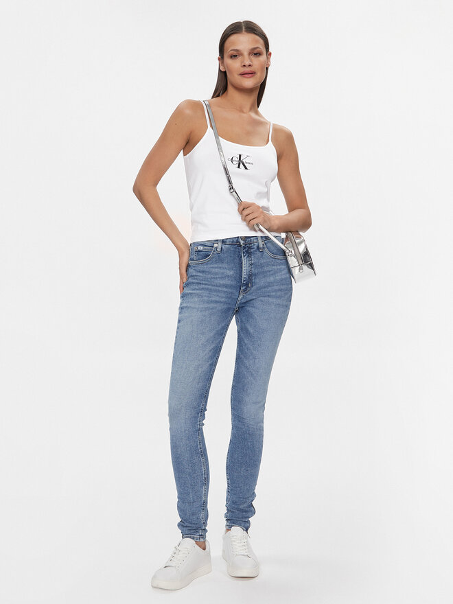 Calvin Klein Jeans Calvin Klein Jeans Τοπ Monologo J20J223105 Λευκό Slim Fit