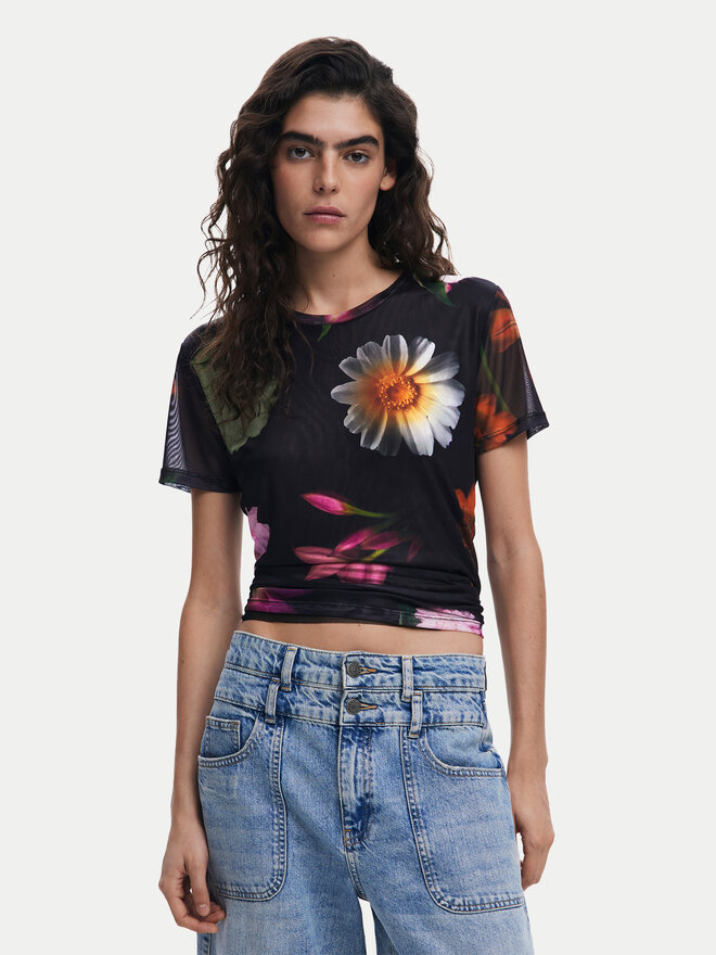 Desigual Desigual Majica Des Moines 25SWTK88 Črna Regular Fit