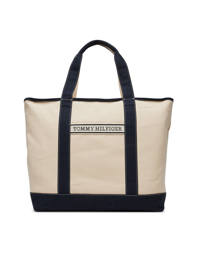 Tommy Hilfiger Torebka Tommy Hilfiger Th Summer Canvas Tote AW0AW17421 Beżowy