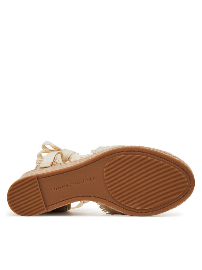 Tommy Hilfiger Espadryle Tommy Hilfiger Fringe Canvas High Wedge FW0FW08878 Écru