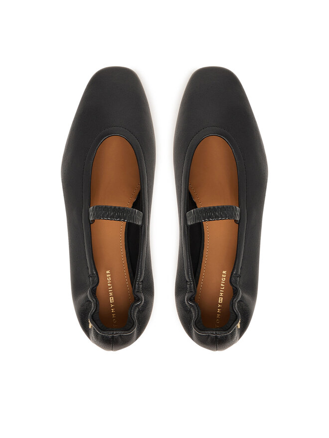 Tommy Hilfiger Ballerinas Tommy Hilfiger Soft Leather Ellastic Ballerina FW0FW09245 Schwarz