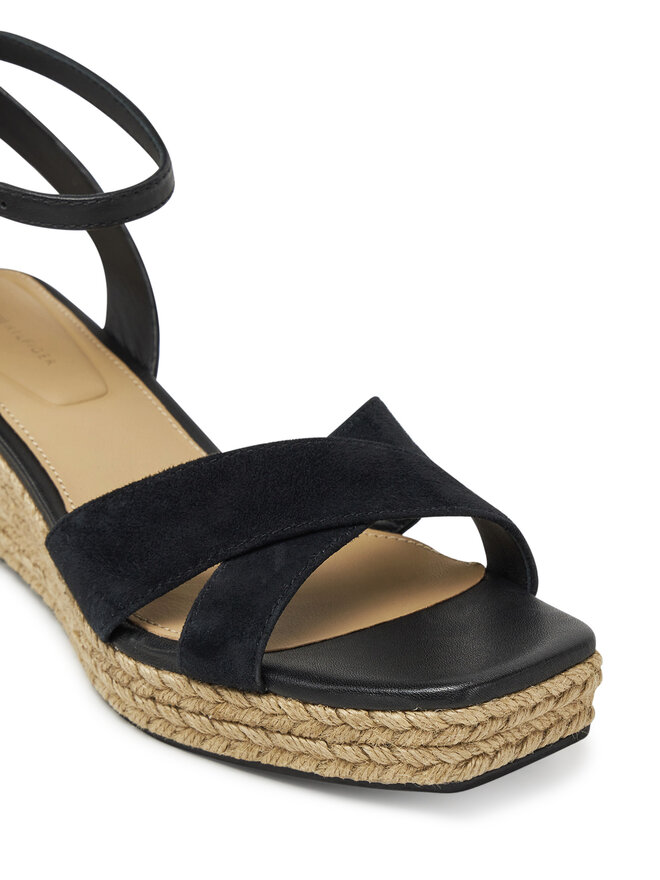 Tommy Hilfiger Espadryle Tommy Hilfiger Leather & Suede Mid Wedge Espad FW0FW08804 Czarny