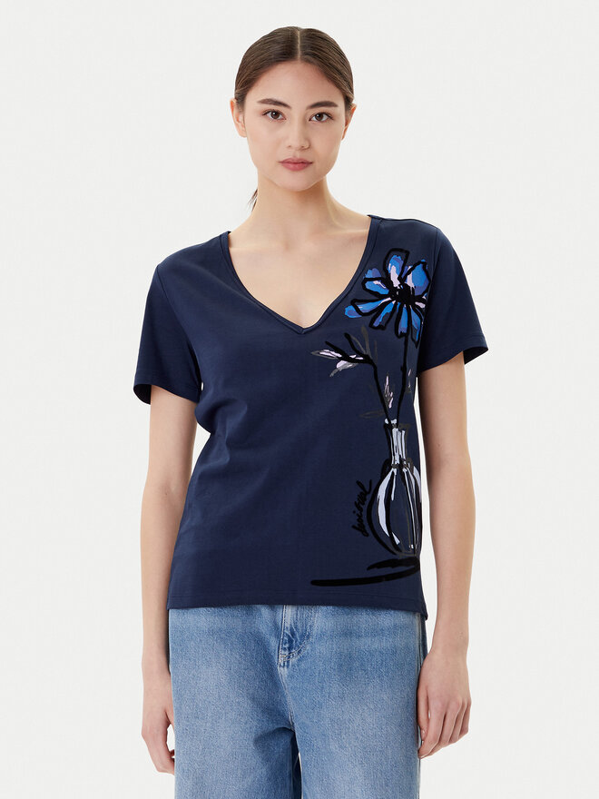 Desigual Desigual Camiseta Dumas 25WWTK28 Azul marino Regular Fit