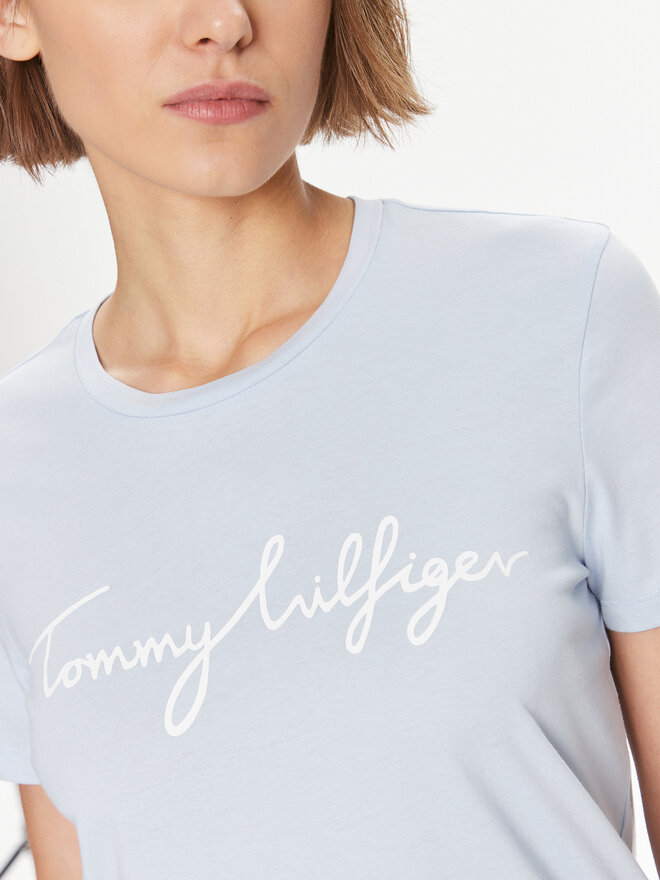 Tommy Hilfiger Tommy Hilfiger Camiseta Signature WW0WW41674 Celeste Regular Fit