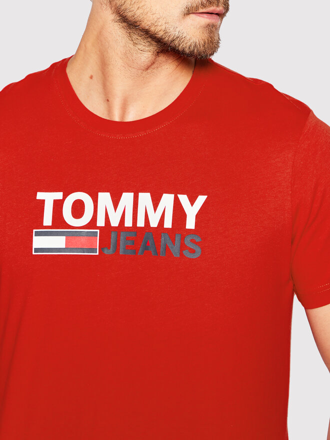 Tommy Jeans Tommy Jeans Marškinėliai Corp Logo DM0DM15379 Raudona Regular Fit