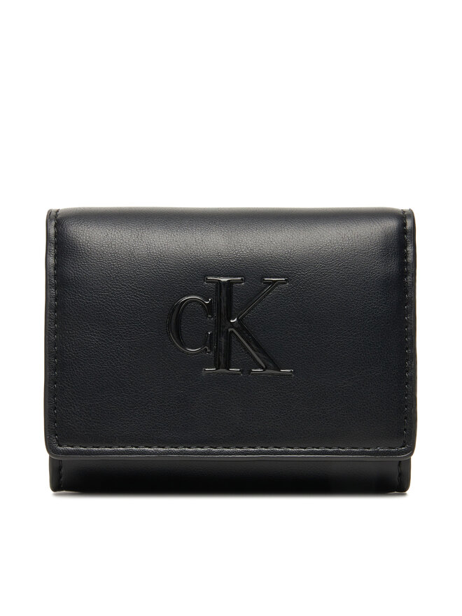 Calvin Klein Mazs sieviešu maks Calvin Klein Bold Ck Medium Bifold LV04F1047G Melns