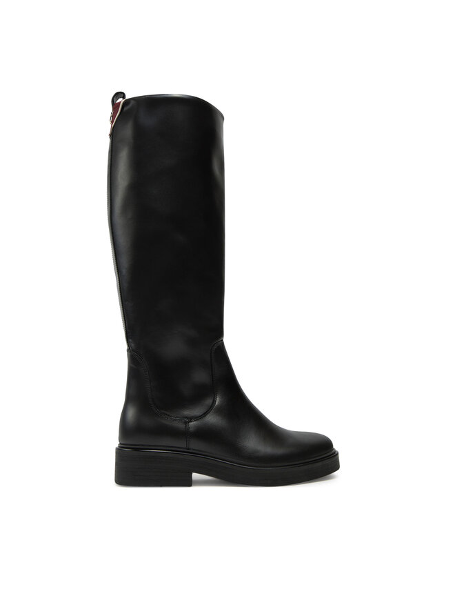 Tommy Hilfiger Kozačky Tommy Hilfiger Premium Leather Long Boot FW0FW08180 Černá