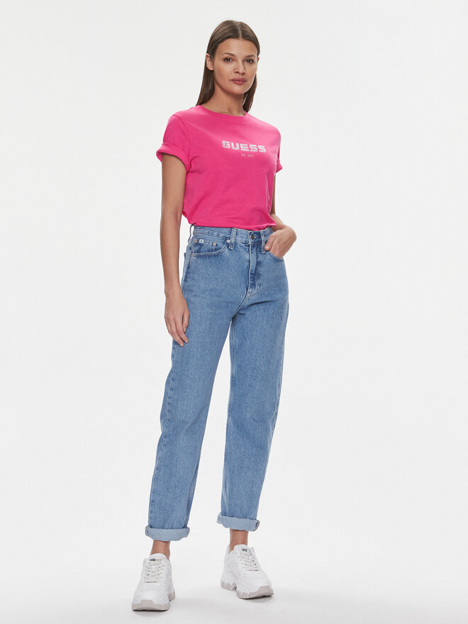 Guess Guess Marškinėliai Eleanora V4RI10 K8HM4 Rožinė Regular Fit