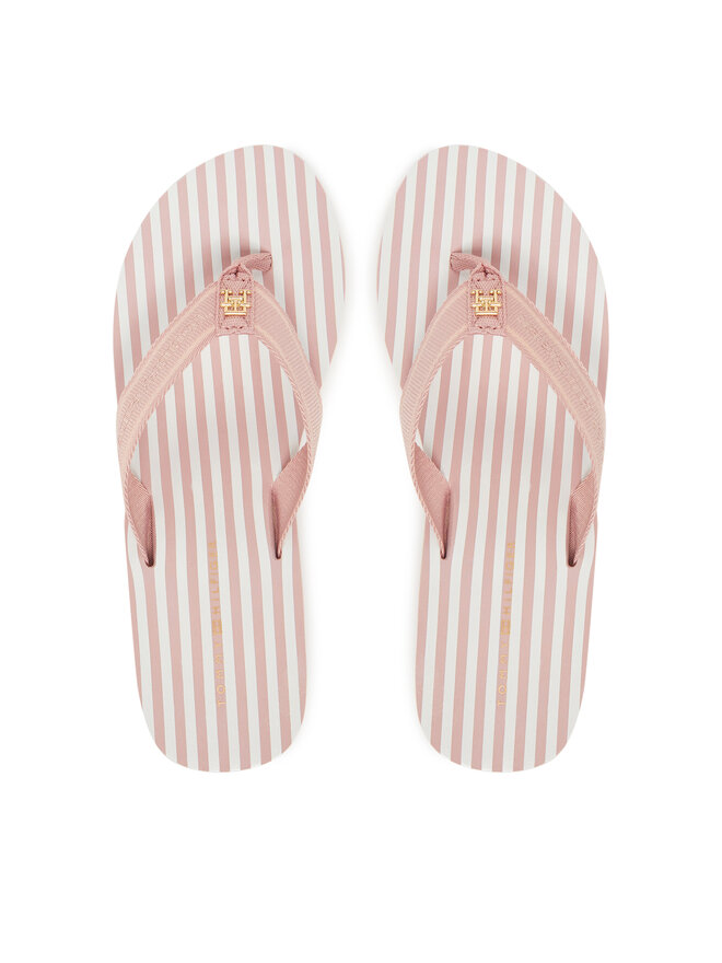 Tommy Hilfiger Japonki Tommy Hilfiger Th Stripes Wedge Beach Sandal FW0FW08521 Różowy