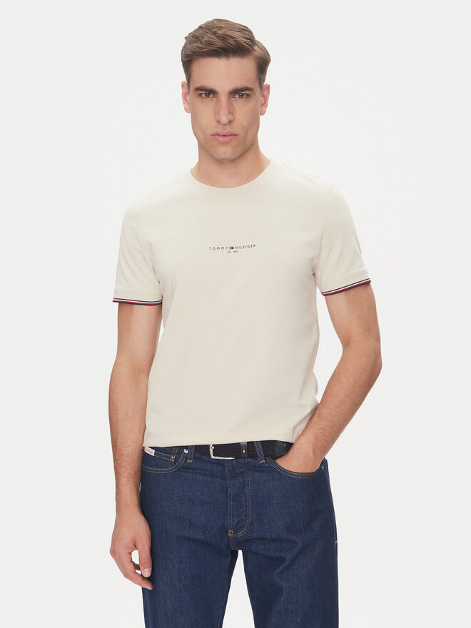 Tommy Hilfiger Tommy Hilfiger Camiseta Logo MW0MW32584 Beis Regular Fit
