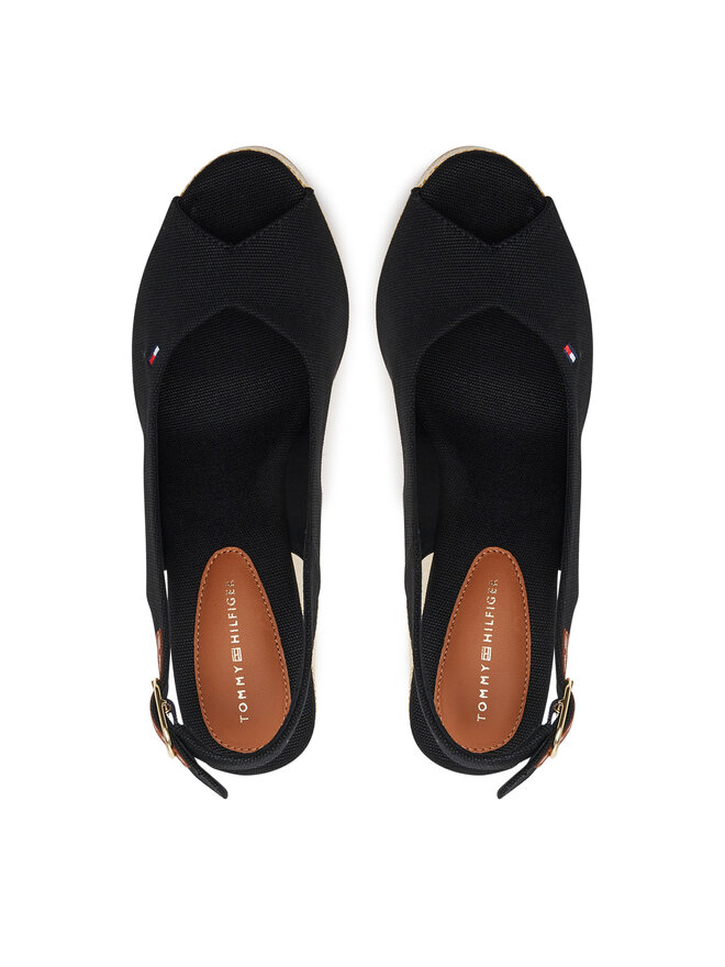 Tommy Hilfiger Espadrile Tommy Hilfiger Flag High Wedge Espad Slingback FW0FW08597 Negru