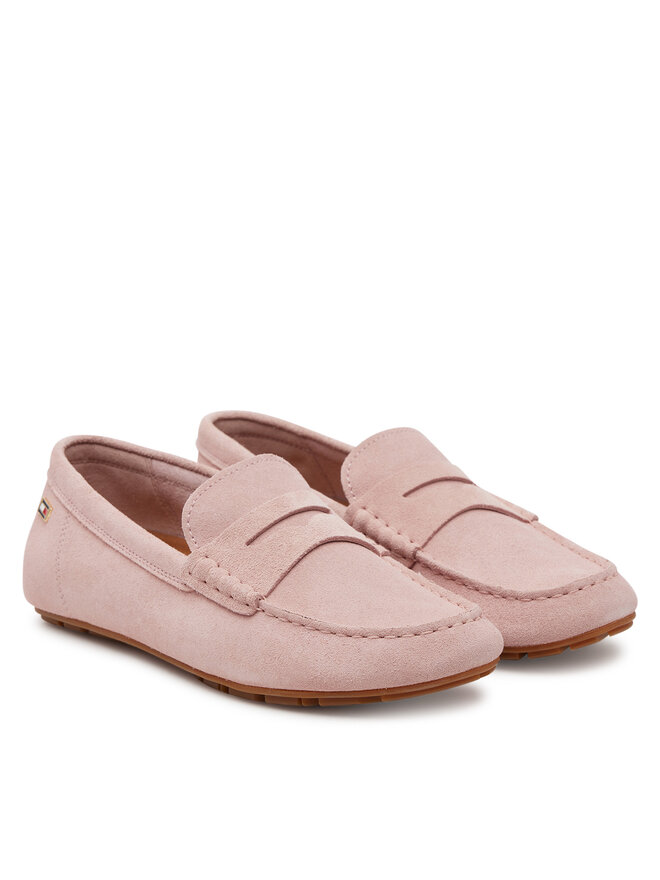 Tommy Hilfiger Mokassins Tommy Hilfiger Flag Soft Suede Driver Loafer FW0FW08558 Rosa