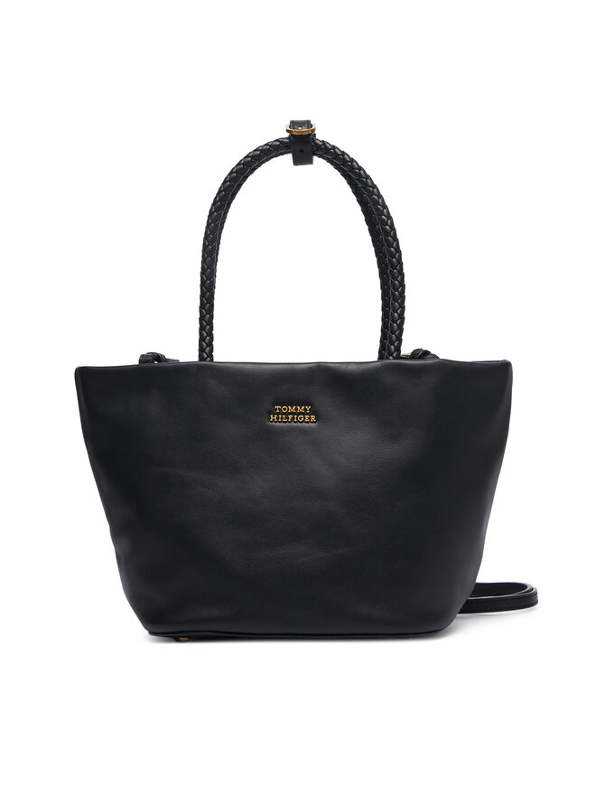 Tommy Hilfiger Handtasche Tommy Hilfiger Th Marina Bucket Leather AW0AW18739 Schwarz