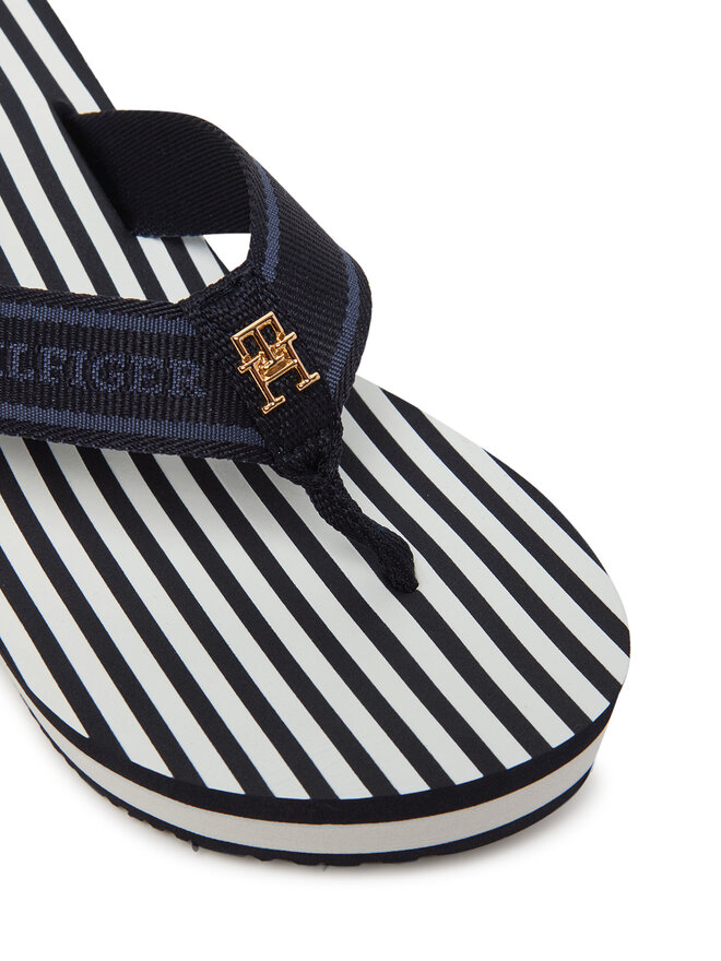 Tommy Hilfiger Japonki Tommy Hilfiger Th Stripes Wedge Beach Sandal FW0FW08521 Niebieski