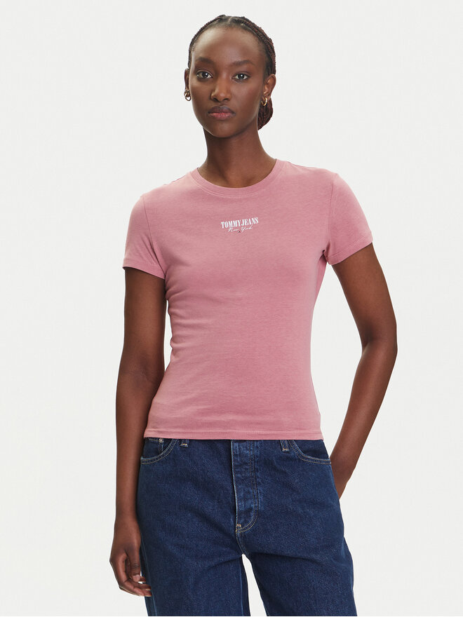 Tommy Jeans Tommy Jeans Marškinėliai Essential DW0DW20913 Rožinė Slim Fit