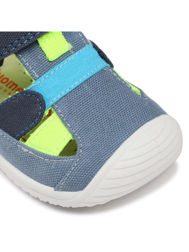 Sandali Primi Passi Biomecanics 252188 Per Bambino - In Tela Blu Navy, Suola Antiscivolo, Velcro, Traspiranti E Lavabili