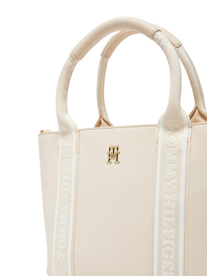 Tommy Hilfiger Bolso Tommy Hilfiger Th Logotape Mini Tote AW0AW17201 Écru