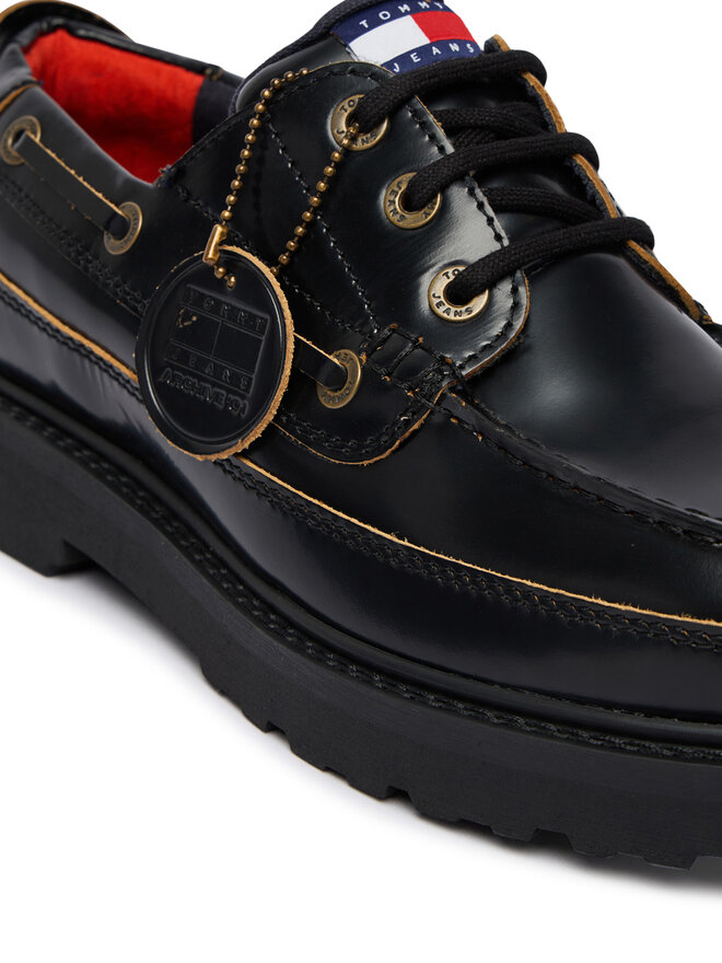 Tommy Jeans Halbschuhe Tommy Jeans Archive '01 Boat Shoe Lthr EM0EM01705 Schwarz