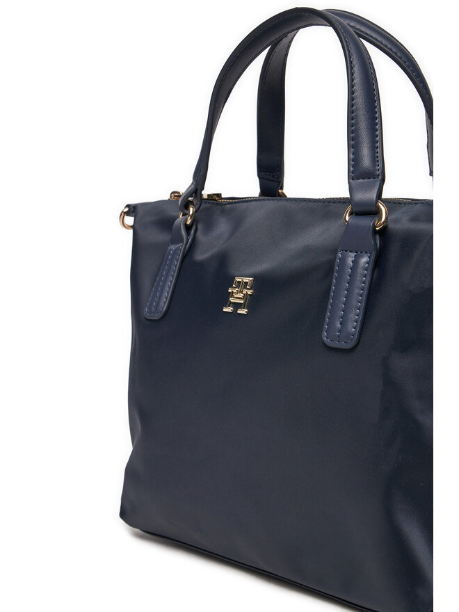 Tommy Hilfiger Handtasche Tommy Hilfiger Poppy Th Small Tote AW0AW15640 Dunkelblau