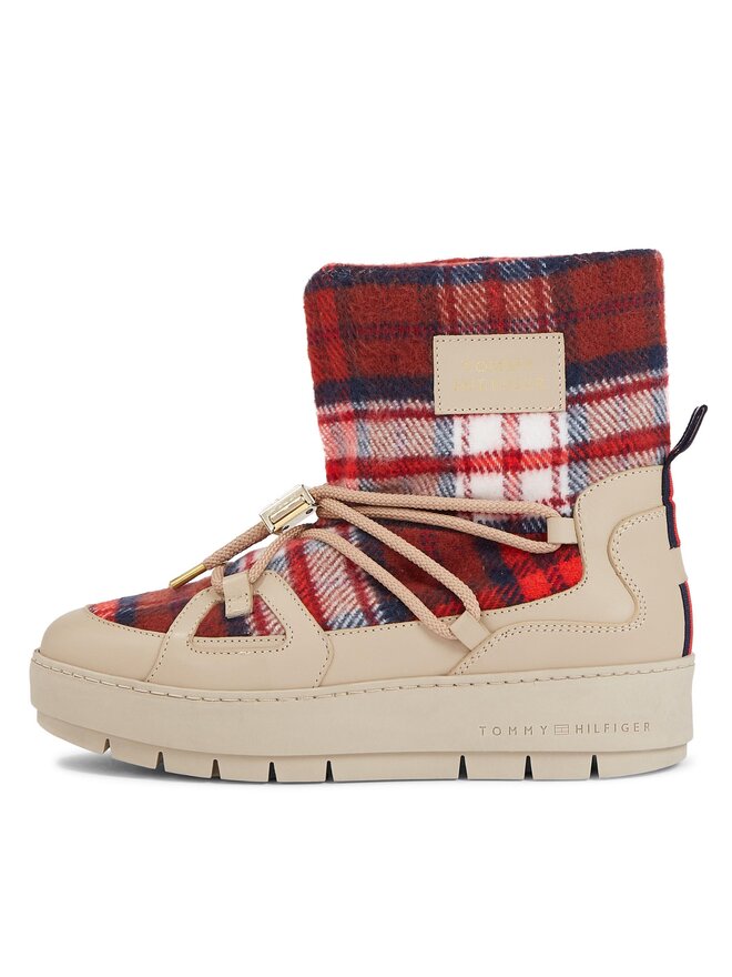 Tommy Hilfiger Schneeschuhe Tommy Hilfiger Tartan Snowboot FW0FW07612 Beige