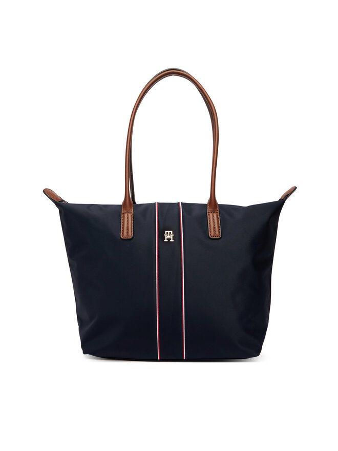 Tommy Hilfiger Handtasche Tommy Hilfiger Popette Tote Corp AW0AW17706 Dunkelblau