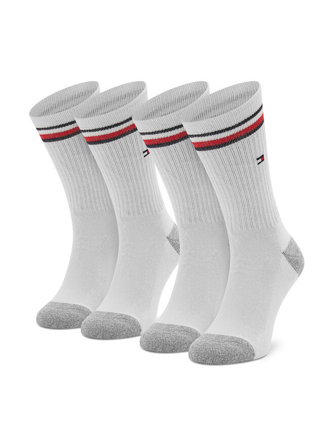Tommy Hilfiger Zestaw 2 par wysokich skarpet dziecięcych Tommy Hilfiger 100001500 Biały