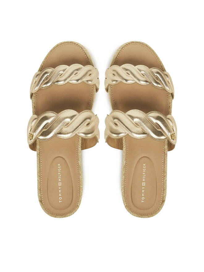 Tommy Hilfiger Espadrilles Tommy Hilfiger Metallic Rope Espadrille Mule FW0FW08670 Goldfarben
