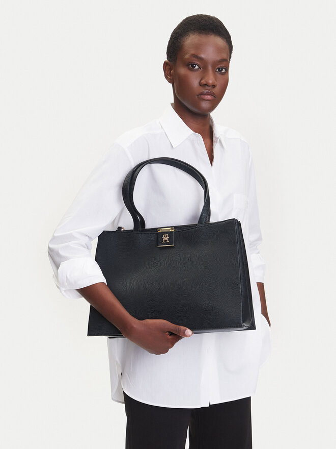 Tommy Hilfiger Geantă Tommy Hilfiger Th Her Tote AW0AW17191 Negru